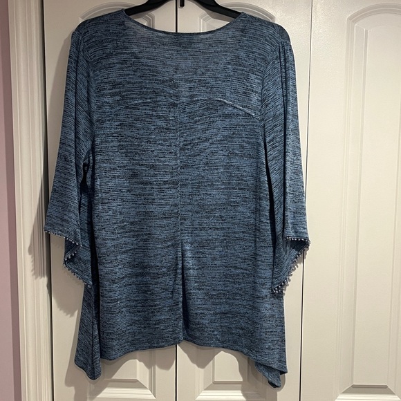 đź’‹2/$20 Heathered Blue light weight knit top with Lace Accent - Picture 7 of 7